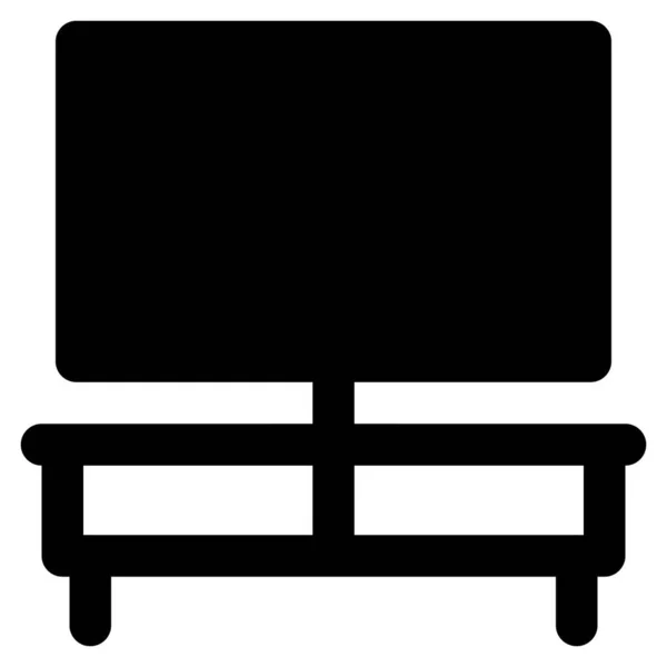 Широкий Экран Телевизора Деревянной Стойке — стоковый вектор
