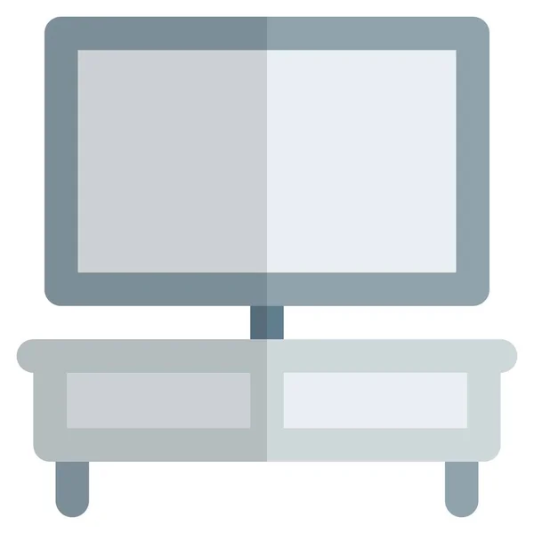 木製スタンドのワイドスクリーンテレビ — ストックベクタ