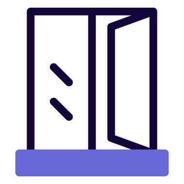 Açık panelli cam pencere.