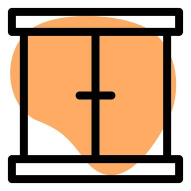 Duvara monte edilmiş bir cam pencere.