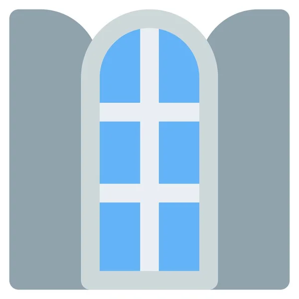 Geöffnetes Bogenfenster Flur Installiert — Stockvektor