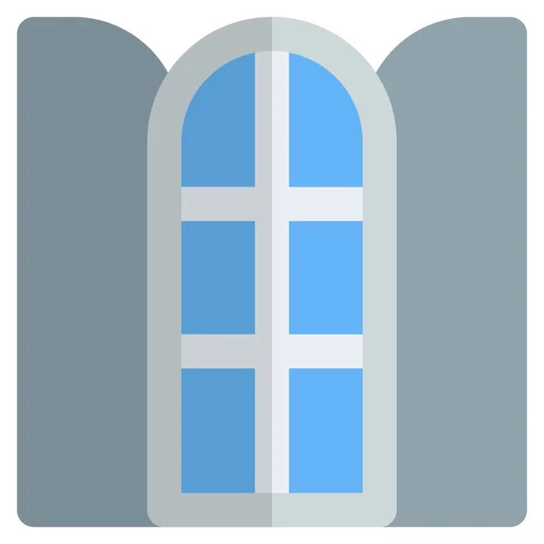 Geöffnetes Bogenfenster Flur Installiert — Stockvektor