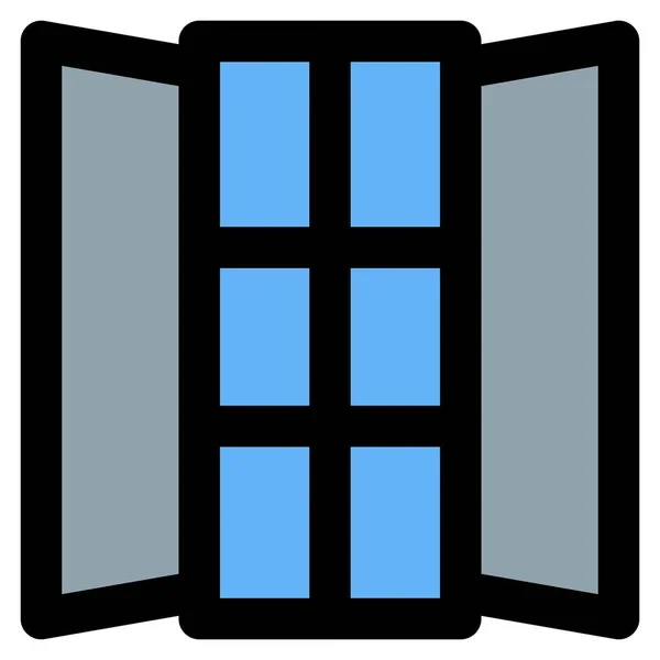 Open Glass Window Hallway — Stock Vector