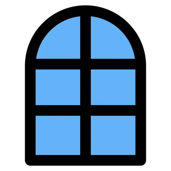 Glasfönster Med Snygg Välvd Ram — Stock vektor