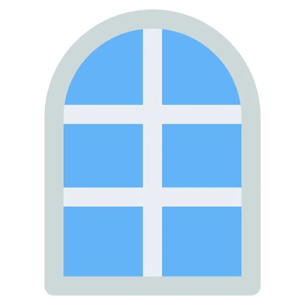 Glasfenster Mit Stilvollem Bogenrahmen — Stockvektor
