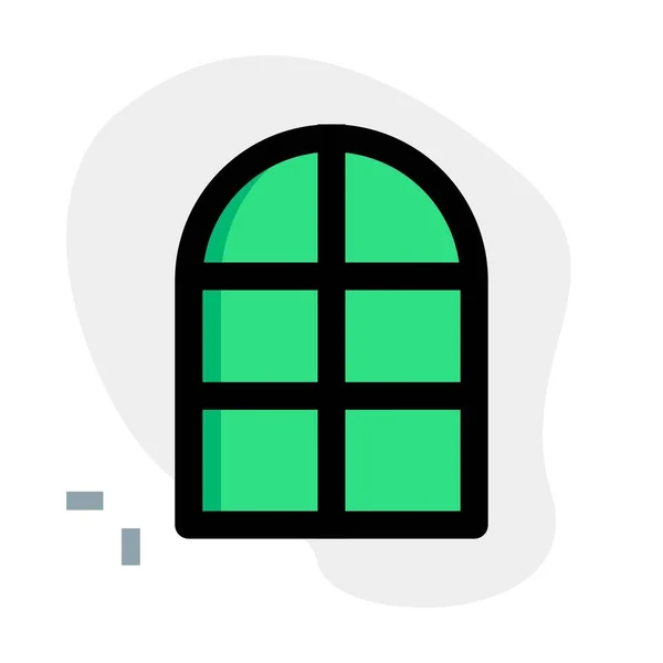 スタイリッシュなアーチ型のフレームを持つガラス窓 — ストックベクタ