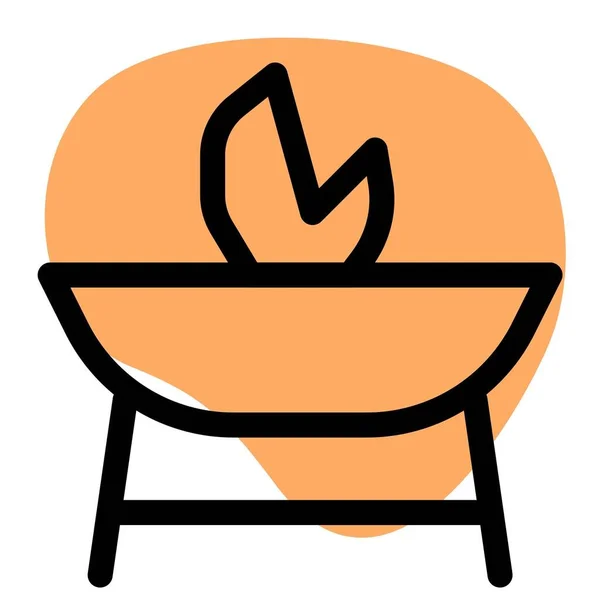 Using Fire Pit Prepare Food Outdoors — Stock Vector