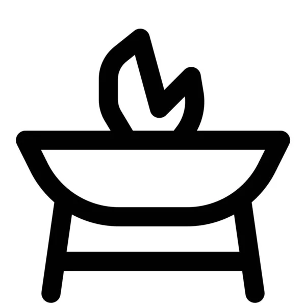 Χρησιμοποιώντας Ένα Λάκκο Φωτιά Για Την Προετοιμασία Των Τροφίμων Εξωτερικούς — Διανυσματικό Αρχείο