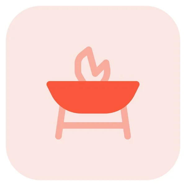 Verwendung Einer Feuerstelle Zur Zubereitung Von Speisen Freien — Stockvektor