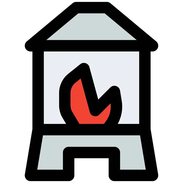 Κλειστή Εγκατάσταση Λάκκου Πυρκαϊάς Για Εσωτερικούς Χώρους — Διανυσματικό Αρχείο