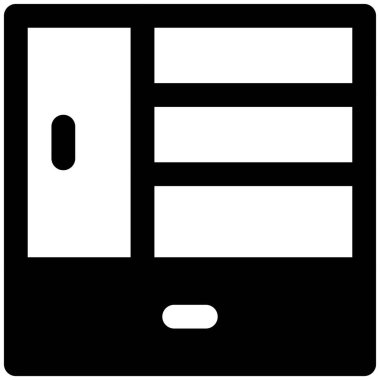 Yer için yan rafları olan kişisel dolap