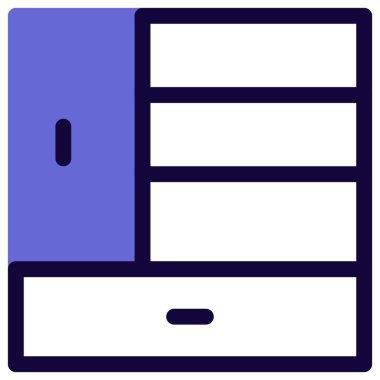 Yer için yan rafları olan kişisel dolap