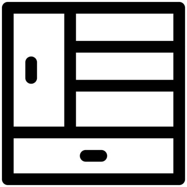 Yer için yan rafları olan kişisel dolap