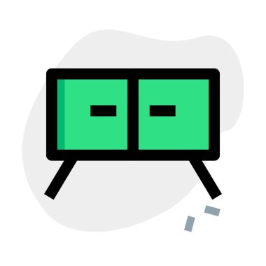 Ofis tezgahı olan metal dolap.