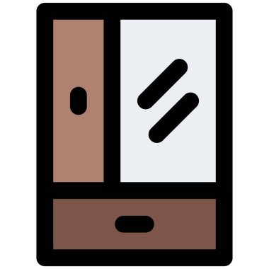 Uzun kenar aynalı ahşap dolap.