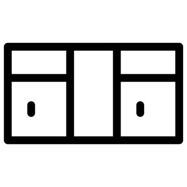 Geniş bir gardırobu ve büyük bir tezgahı var.