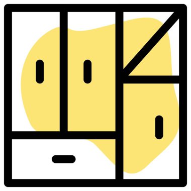 Gardıropta birden fazla dolap var.