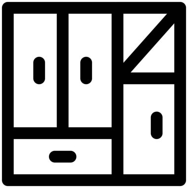 Gardıropta birden fazla dolap var.