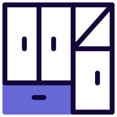 Gardıropta birden fazla dolap var.