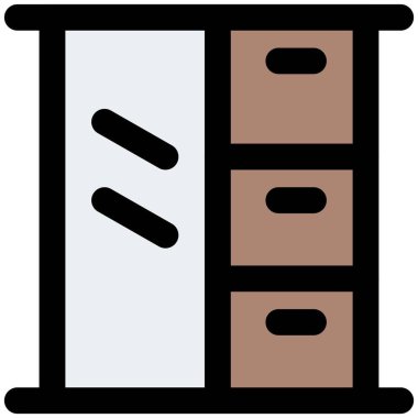 Çeşitli çekmeceleri olan ayna dolabı.