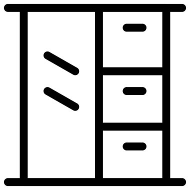 Çeşitli çekmeceleri olan ayna dolabı.