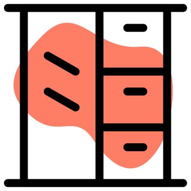 Çeşitli çekmeceleri olan ayna dolabı.