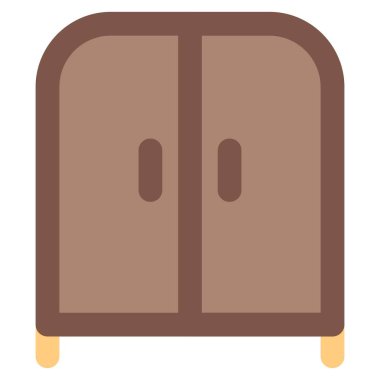 Kilitsiz basit ahşap gardırop.