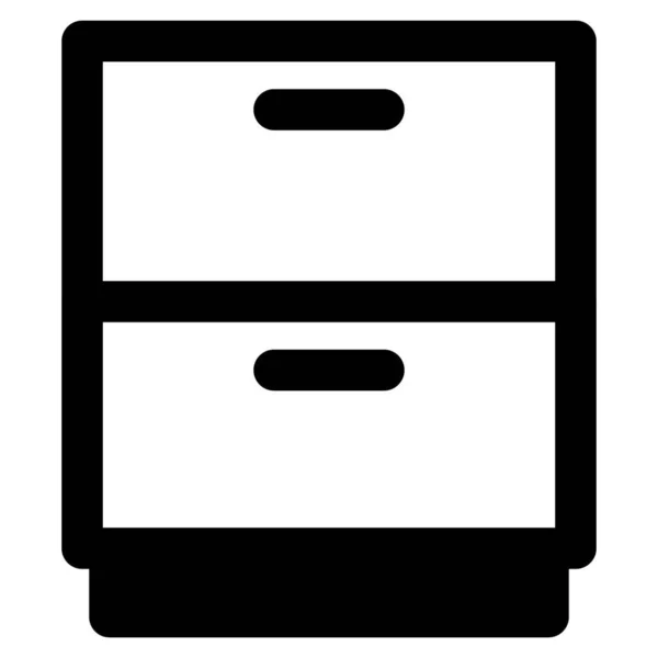 Nightstand Cupboard Dual Drawers — Stock Vector