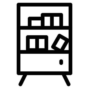 Çekmece donanımlı ahşap kitaplık veya dolap.