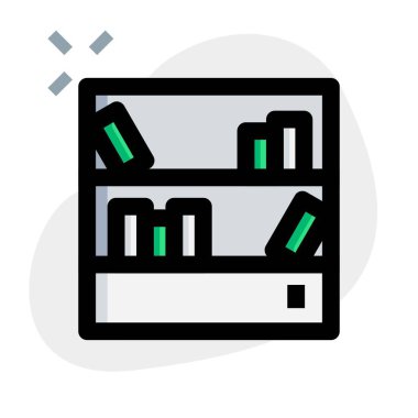 Çekmeceli büyük boyut raf veya kitaplık.