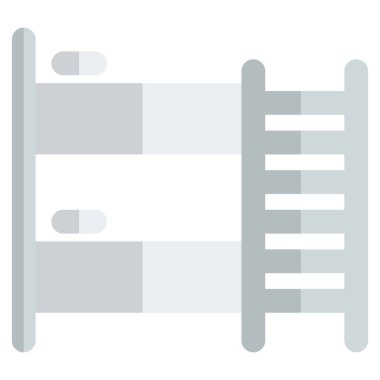 Çift katlı merdiven destekli bir yatak..