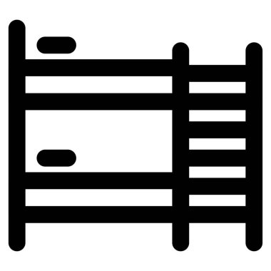 Çift katlı merdiven destekli bir yatak..