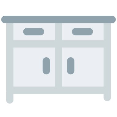 Servis malzemelerini saklamak için kullanılan mutfak büfesi..