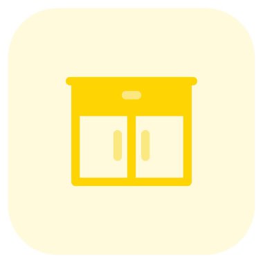 Malzeme depolamak için ahşap tezgah dolabı.