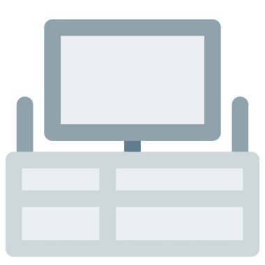 Temel şeyleri saklamak için çekmeceleri olan televizyon masası