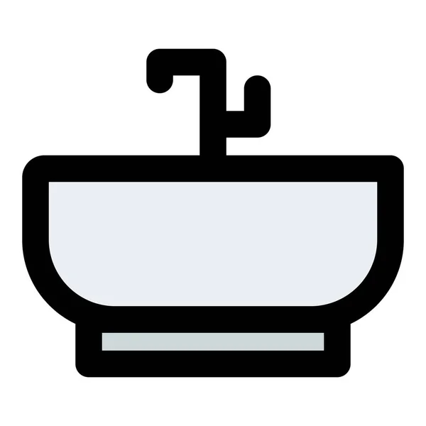 Banheira Porcelana Com Torneira Banheiro — Vetor de Stock