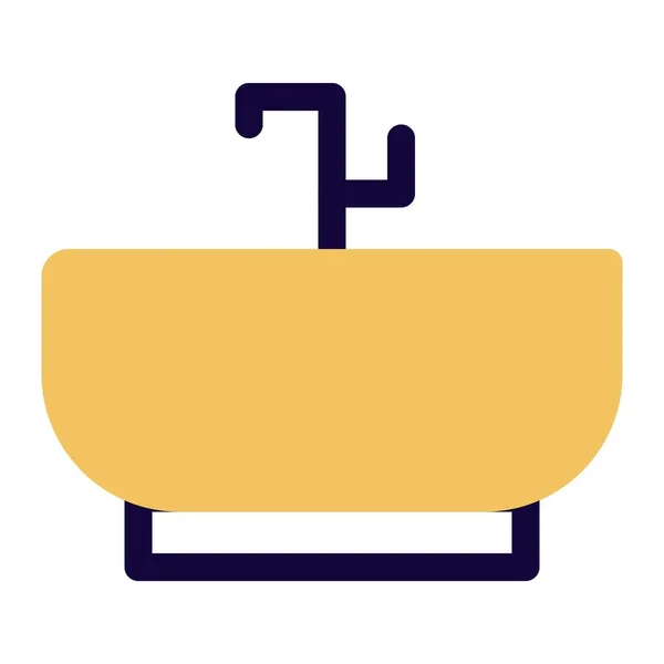 Porzellanwanne Mit Wasserhahn Badezimmer — Stockvektor