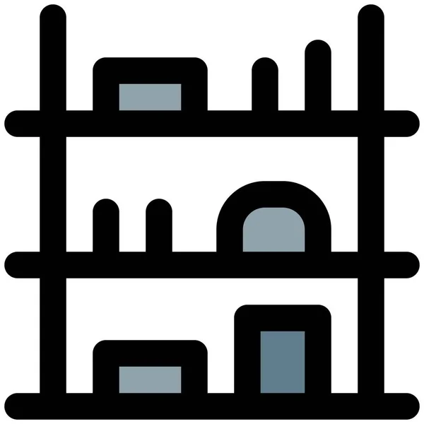 Open Rack Shelf Used Interior Decor — Stock Vector
