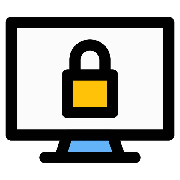 stock vector Lock computer help in protect confidential documents.