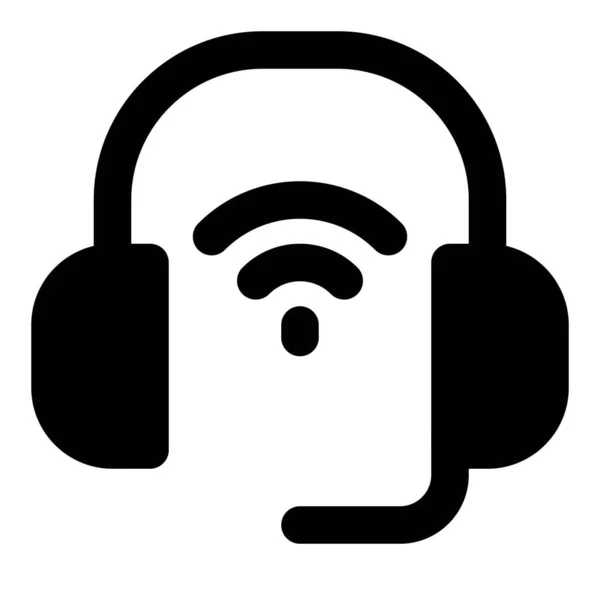 Draadloze Headset Met Microfoon Voor Communicatie — Stockvector