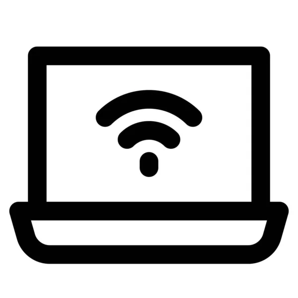 Klappbarer Laptop Für Die Arbeit Mit Internetzugang — Stockvektor