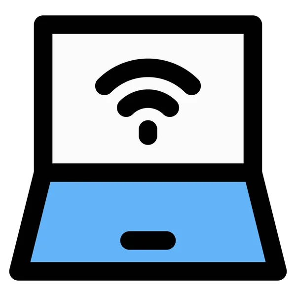 Draagbare Laptop Met Draadloos Netwerk — Stockvector