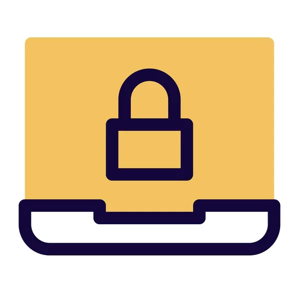Criptografia Laptop Para Proteção Ransomware — Vetor de Stock