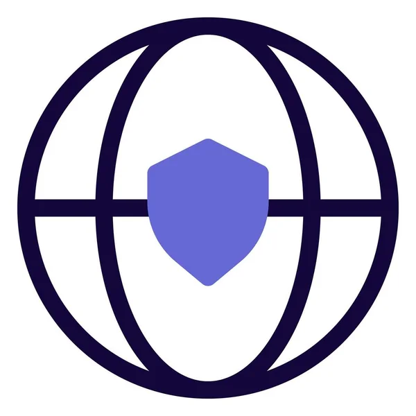 シールドセキュリティプログラミングを介して保護されたグローバルネットワーク — ストックベクタ