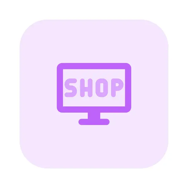 Using Computer Conducting Shopping Online — Stock Vector