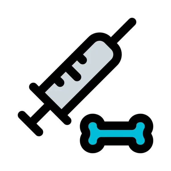 Using Injection Syringe Treat Animals — Stock Vector