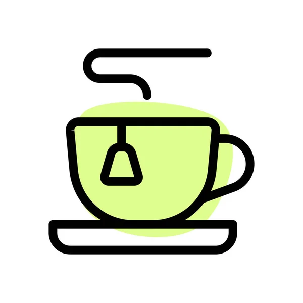 热茶配茶托和茶袋 — 图库矢量图片