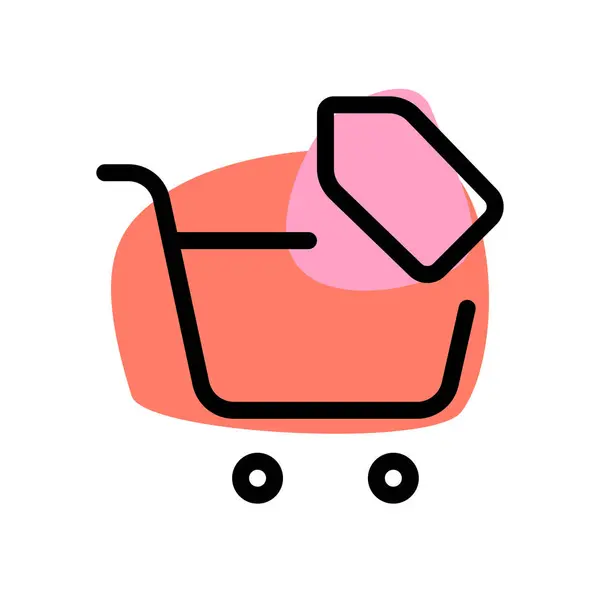 Shopping Cart Carrying Price Tag — Stock Vector