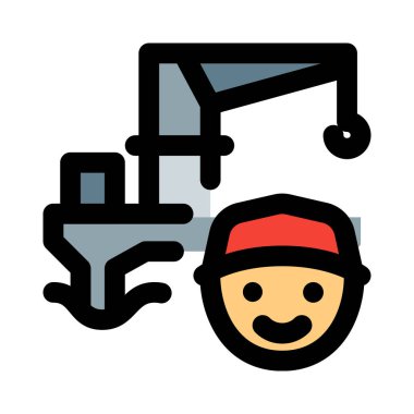 Sürükleme hattı kazıcısı işçiler tarafından kullanılıyor.