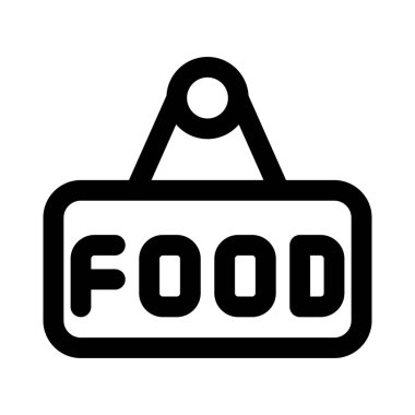 Asılı bir tabela üzerinde yazılı yiyecek.